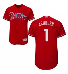 Mens Majestic Philadelphia Phillies 1 Richie Ashburn Red Alternate Flex Base Authentic Collection MLB Jersey