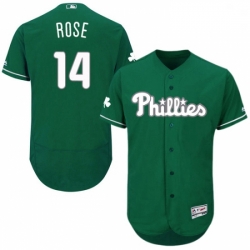 Mens Majestic Philadelphia Phillies 14 Pete Rose Green Celtic Flexbase Authentic Collection MLB Jersey