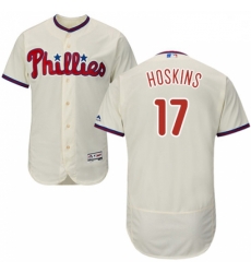 Mens Majestic Philadelphia Phillies 17 Rhys Hoskins Cream Alternate Flex Base Authentic Collection MLB Jersey