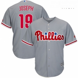 Mens Majestic Philadelphia Phillies 19 Tommy Joseph Replica Grey Road Cool Base MLB Jersey 