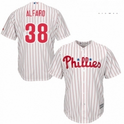 Mens Majestic Philadelphia Phillies 38 Jorge Alfaro Replica WhiteRed Strip Home Cool Base MLB Jersey 