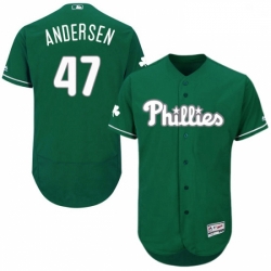 Mens Majestic Philadelphia Phillies 47 Larry Andersen Green Celtic Flexbase Authentic Collection MLB Jersey