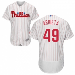 Mens Majestic Philadelphia Phillies 49 Jake Arrieta White Home Flex Base Authentic Collection MLB Jersey