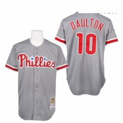 Mens Mitchell and Ness Philadelphia Phillies 10 Darren Daulton Authentic Grey Throwback MLB Jersey