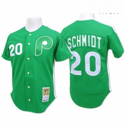 Mens Mitchell and Ness Philadelphia Phillies 20 Mike Schmidt Authentic Green Throwback MLB Jersey