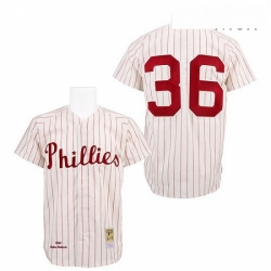 Mens Mitchell and Ness Philadelphia Phillies 36 Robin Roberts Authentic WhiteRed Strip Throwback MLB Jersey