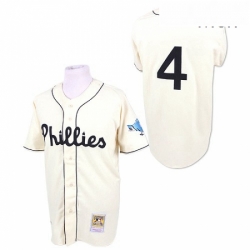 Mens Mitchell and Ness Philadelphia Phillies 4 Jimmy Foxx Authentic White Throwback MLB Jersey