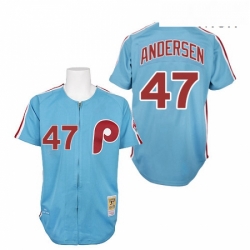 Mens Mitchell and Ness Philadelphia Phillies 47 Larry Andersen Authentic Blue 1984 Throwback MLB Jersey