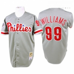 Mens Mitchell and Ness Philadelphia Phillies 99 Mitch Williams Replica Grey Throwback MLB Jersey