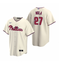 Mens Nike Philadelphia Phillies 27 Aaron Nola Cream Alternate Stitched Baseball Jerse