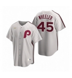 Mens Nike Philadelphia Phillies 45 Zack Wheeler White Cooperstown Collection Home Stitched Baseball Jersey