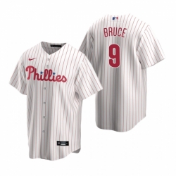 Mens Nike Philadelphia Phillies 9 Jay Bruce White Home Stitched Baseball Jersey