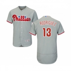 Mens Philadelphia Phillies 13 Sean Rodriguez Grey Road Flex Base Authentic Collection Baseball Jersey