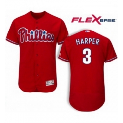 Mens Philadelphia Phillies 3 Bryce Harper Red Flexbase Authentic Collection Stitched MLB Jersey