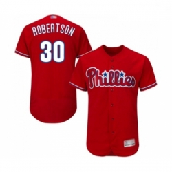 Mens Philadelphia Phillies 30 David Robertson Red Alternate Flex Base Authentic Collection Baseball Jersey 