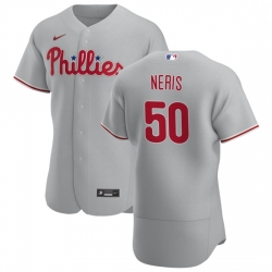 Philadelphia Phillies 50 Hector Neris Men Nike Gray Road 2020 Authentic Player MLB Jersey