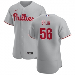 Philadelphia Phillies 56 Zach Eflin Men Nike Gray Road 2020 Authentic Player MLB Jersey