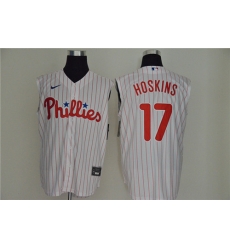 Phillies 17 Rhys Hoskins White Gold Nike Cool Base Sleeveless Jersey