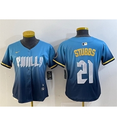 Women Philadelphia Phillies 21 Garrett Stubbs Blue 2024 City Connect Limited Stitched Baseball Jersey