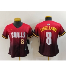 Women Philadelphia Phillies 8 Nick Castellanos Red 2024 City Connect Limited Stitched Baseball Jersey 1