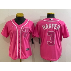 Women Philadelphia Phillies Active Player Custom Pink Stitched Baseball Jersey 