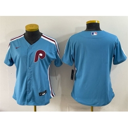 Women Philadelphia Phillies Blank Blue Stitched Baseball Jersey  