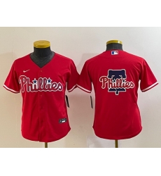 Women Philadelphia Phillies Red Team Big Logo Cool Base Stitched Baseball Jersey