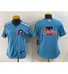Women Philadelphia Phillies Team Big Logo Blue Stitched Baseball Jersey  