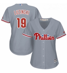 Womens Majestic Philadelphia Phillies 19 Greg Luzinski Authentic Grey Road Cool Base MLB Jersey