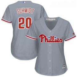 Womens Majestic Philadelphia Phillies 20 Mike Schmidt Authentic Grey Road Cool Base MLB Jersey