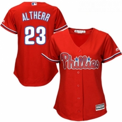 Womens Majestic Philadelphia Phillies 23 Aaron Altherr Replica Red Alternate Cool Base MLB Jersey 