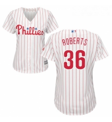 Womens Majestic Philadelphia Phillies 36 Robin Roberts Authentic WhiteRed Strip Home Cool Base MLB Jersey