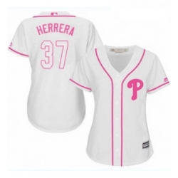 Womens Majestic Philadelphia Phillies 37 Odubel Herrera Authentic White Fashion Cool Base MLB Jersey 