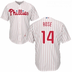 Youth Majestic Philadelphia Phillies 14 Pete Rose Replica WhiteRed Strip Home Cool Base MLB Jersey