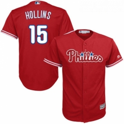 Youth Majestic Philadelphia Phillies 15 Dave Hollins Authentic Red Alternate Cool Base MLB Jersey