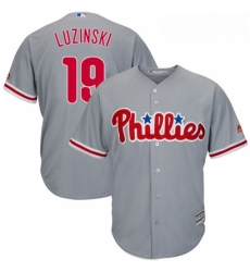 Youth Majestic Philadelphia Phillies 19 Greg Luzinski Authentic Grey Road Cool Base MLB Jersey