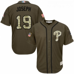 Youth Majestic Philadelphia Phillies 19 Tommy Joseph Authentic Green Salute to Service MLB Jersey 