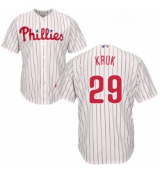 Youth Majestic Philadelphia Phillies 29 John Kruk Authentic WhiteRed Strip Home Cool Base MLB Jersey