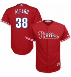 Youth Majestic Philadelphia Phillies 38 Jorge Alfaro Authentic Red Alternate Cool Base MLB Jersey 