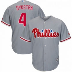 Youth Majestic Philadelphia Phillies 4 Lenny Dykstra Replica Grey Road Cool Base MLB Jersey 