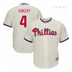 Youth Majestic Philadelphia Phillies 4 Scott Kingery Replica Cream Alternate Cool Base MLB Jersey 