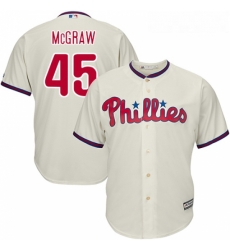 Youth Majestic Philadelphia Phillies 45 Tug McGraw Authentic Cream Alternate Cool Base MLB Jersey