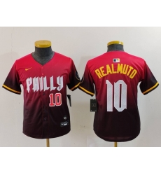 Youth Philadelphia Phillies 10 J T  Realmuto Red 2024 City Connect Limited Stitched Baseball Jersey 1