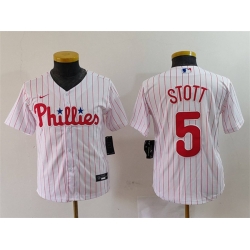 Youth Philadelphia Phillies 5 Bryson Stott White Cool Base Stitched Baseball Jersey