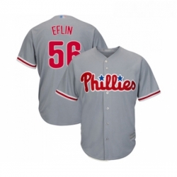 Youth Philadelphia Phillies 56 Zach Eflin Replica Grey Road Cool Base Baseball Jersey 