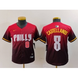 Youth Philadelphia Phillies 8 Nick Castellanos Red 2024 City Connect Limited Stitched Baseball Jersey 2