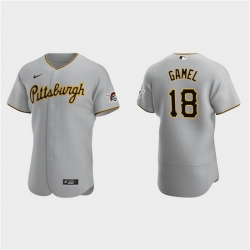 Men Pittsburgh Pirates 18 Ben Gamel Grey Flex Base Stitched Jerse