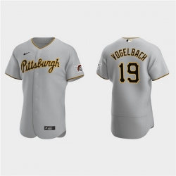 Men Pittsburgh Pirates 19 Daniel Vogelbach Grey Flex Base Stitched MLB Jerse