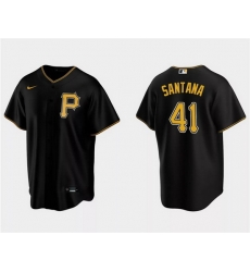 Men Pittsburgh Pirates 41 Carlos Santana Black Cool Base Stitched Baseball Jersey