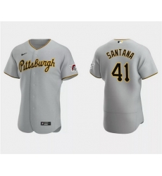 Men Pittsburgh Pirates 41 Carlos Santana Grey Flex Base Stitched Baseball Jersey